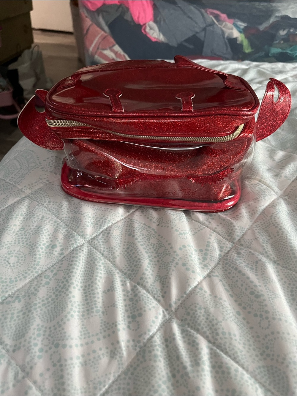 BrClear Red Glitter Vinyl Cosmetic Bag